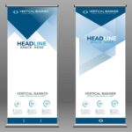 modern-vertical-roll-up-banner-with-blue-polygons-free-vector